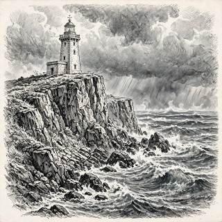 Magnetka MAJÁK č. 01 - Strážce v bouři | 15x15 cm | AI Art