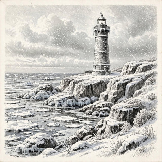 Magnetka MAJÁK č. 03 - Zimní strážce | 15x15 cm | AI Art